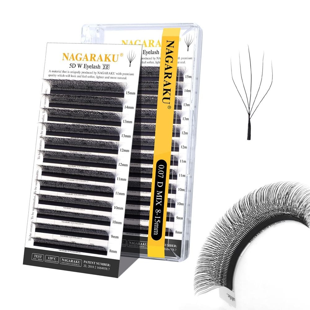 Extensão de cílios NAGARAKU 5D W Shape Versão 2.0 0,07 mm D Curl