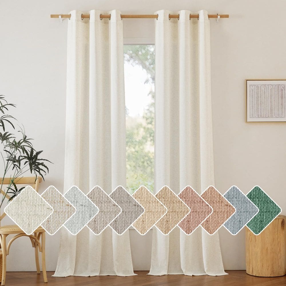 Cortinas de linho NICETOWN com 244 cm de comprimento para sala de estar, 2 peças