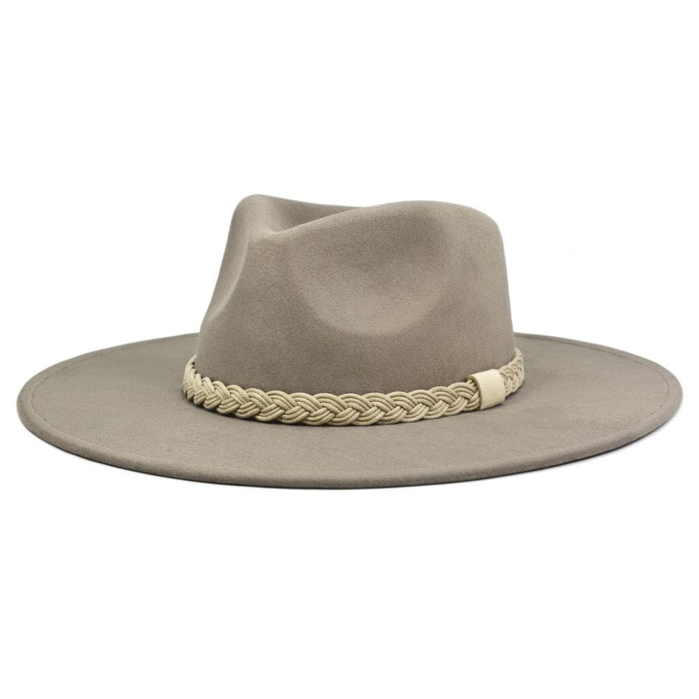 Chapéu FLUFFY SENSE Big Wide Brim Felt Rancher Fedora Grey