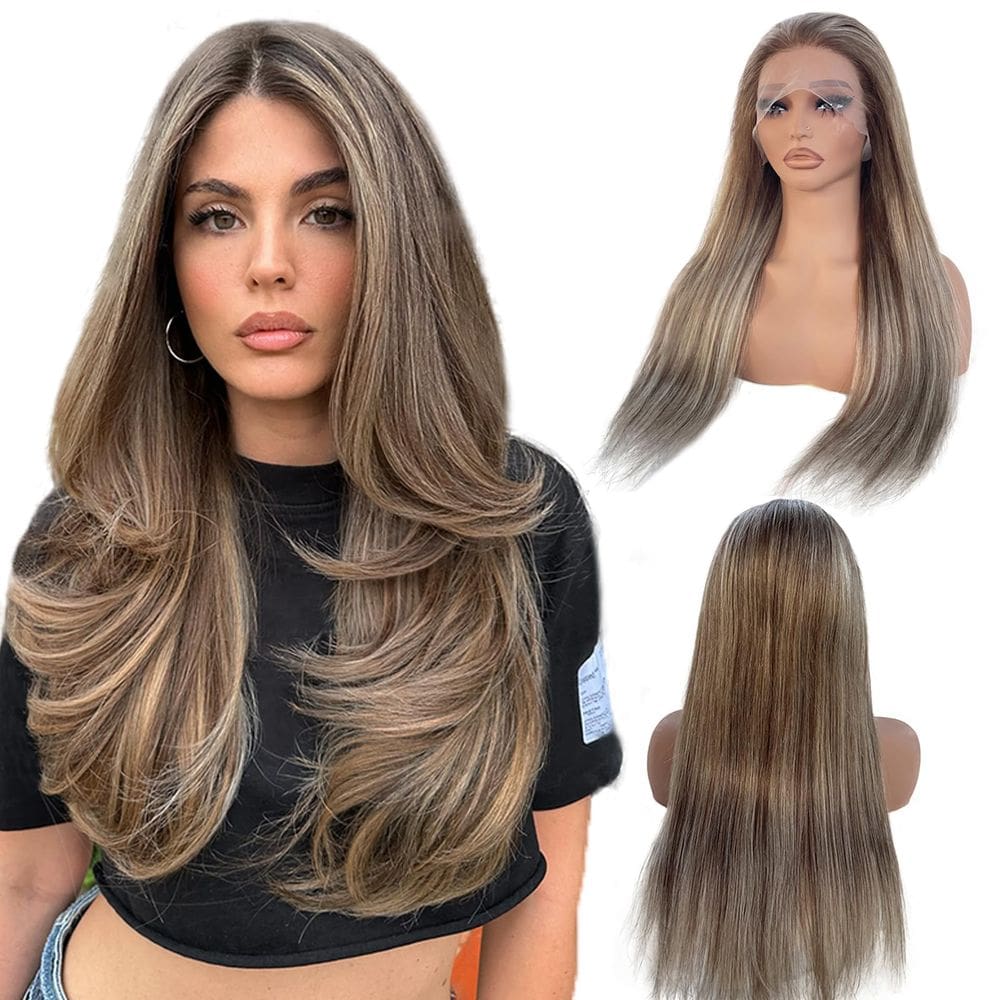 Peruca Munx Ash Blonde Lace Frontal Cabelo Humano 16 cm 180% Densidade