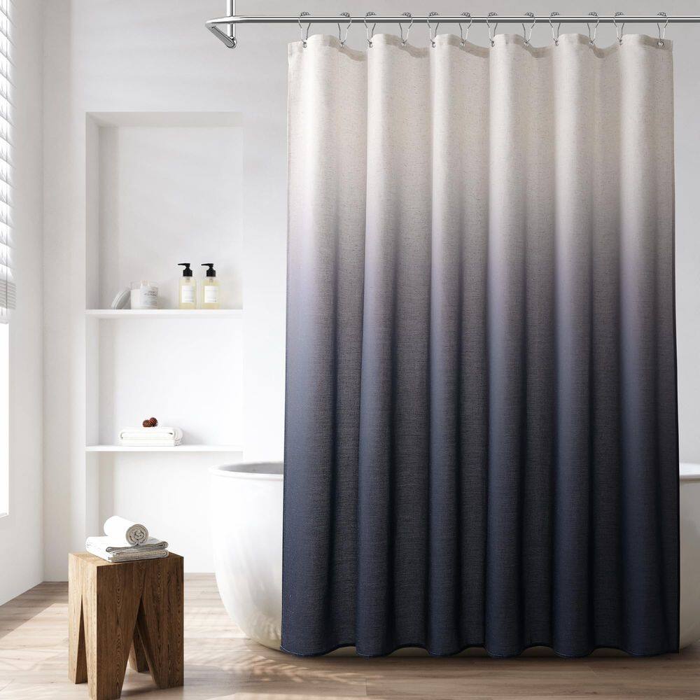 Cortina de chuveiro Naturoom Linen Rustic Boho Farmhouse Blue