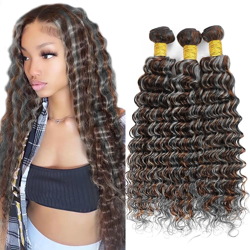 Pacotes de cabelo Biottihair Highlight Human Hair Ombre Grey