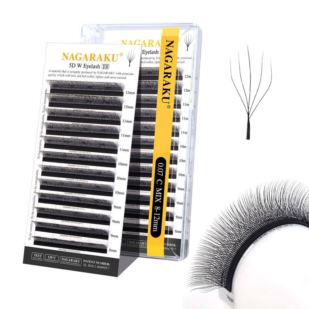 Extensão de cílios NAGARAKU 5D W Shape Versão 2.0 0,07 mm C Curl