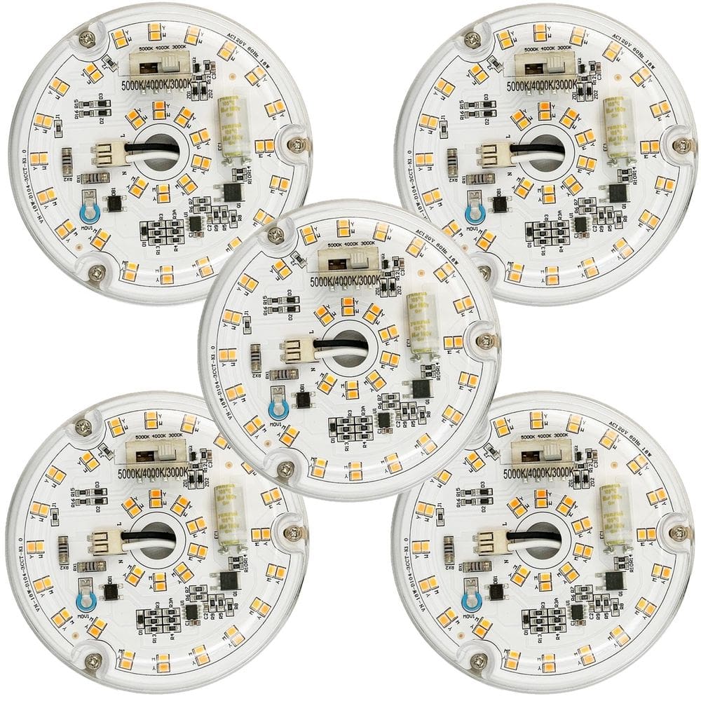 Painel de substituição de luz de ventilador de teto PCB 4 polegadas 18 W LED, pacote com 5