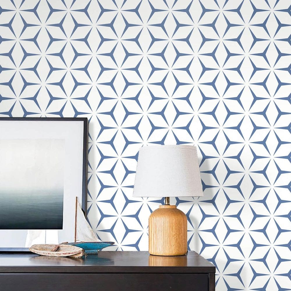 Papel de parede Heroad Peel and Stick Modern Blue Geometric