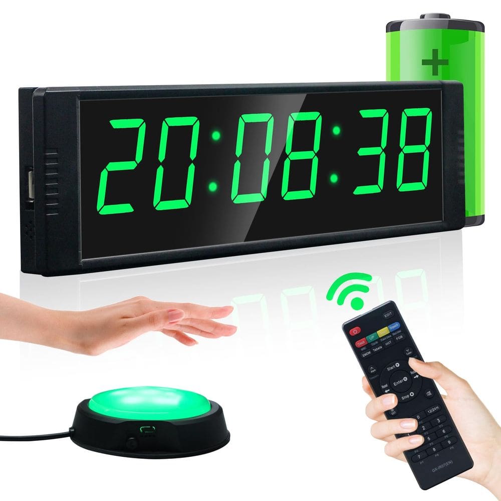 Relógio com temporizador de ginástica YZ Gym para casa com botão Start/Stop e controle remoto