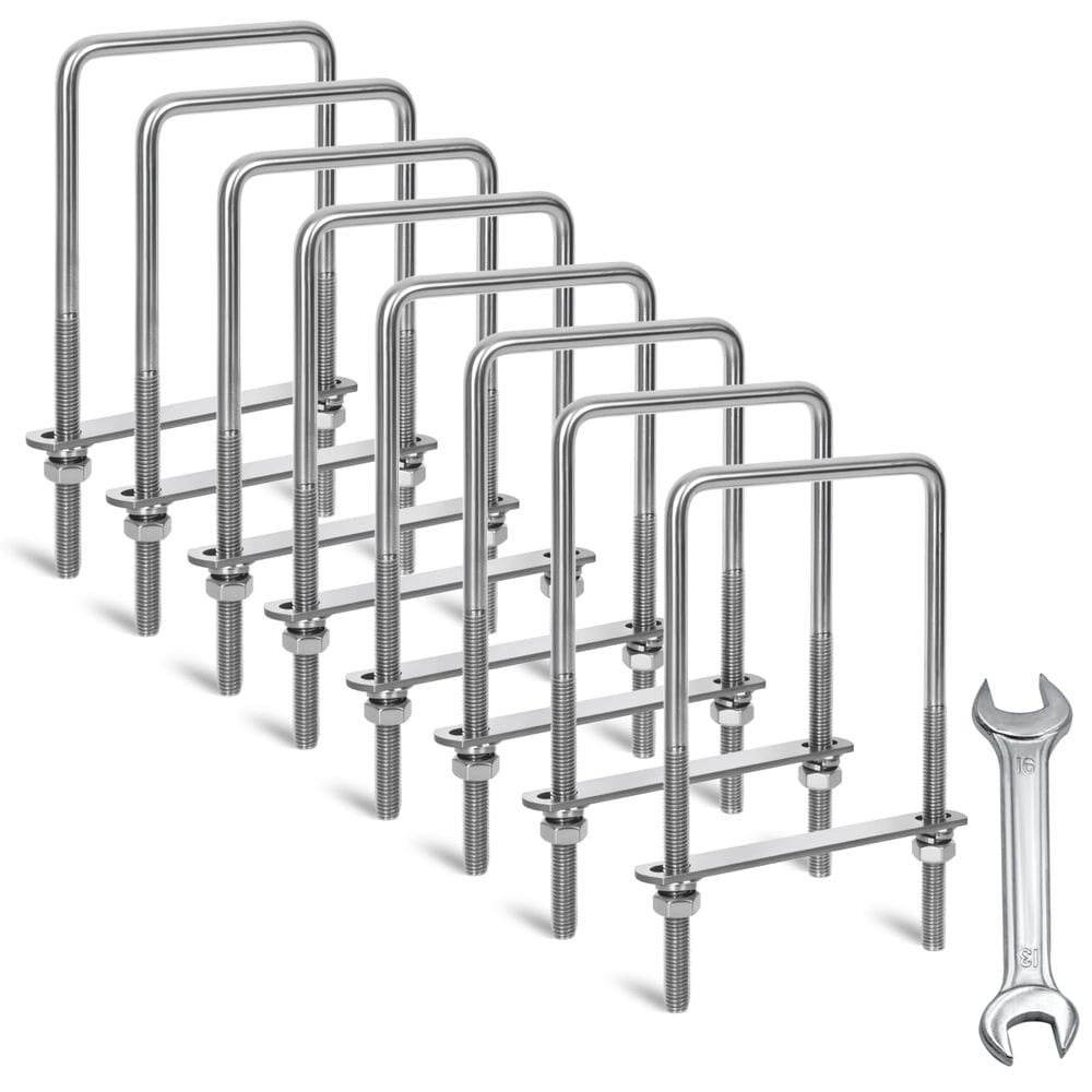Parafusos em U quadrados SRZTXU M10 102 mm x 200 mm Aço inoxidável 304