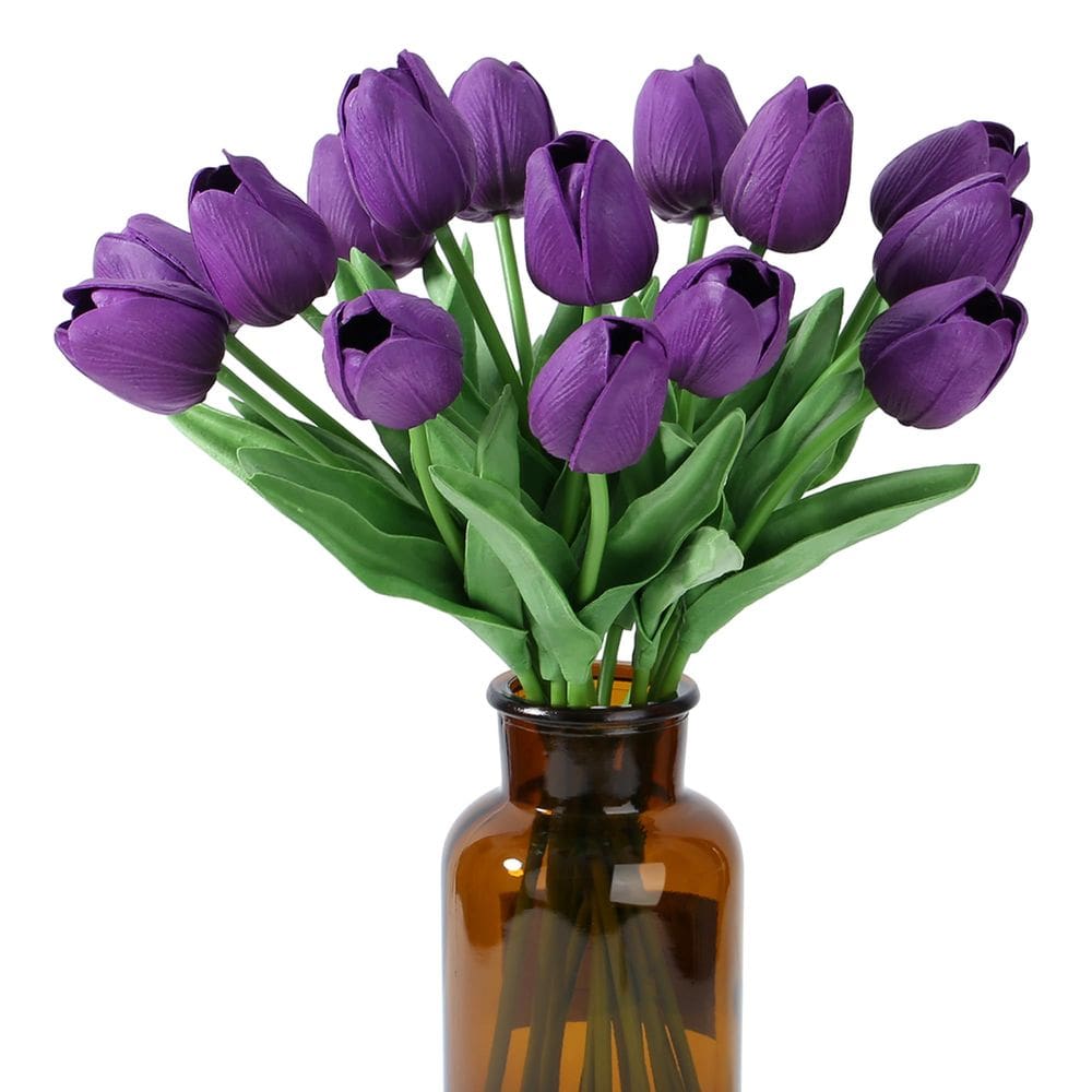 Flores artificiais SITUMEIZI Tulipas 15 peças Real Touch 14 cm