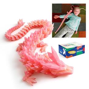 Dragon Toy RWSEFK 30 cm impresso em 3D em cristal cor pêssego