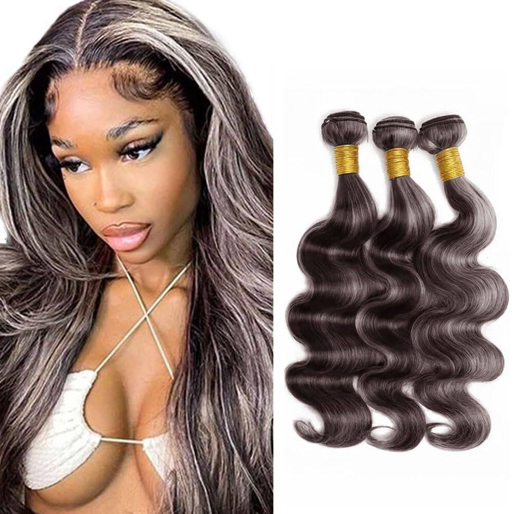 Pacotes de cabelo Raivide P4/Grey Body Wave Human Hair 14-18 polegadas
