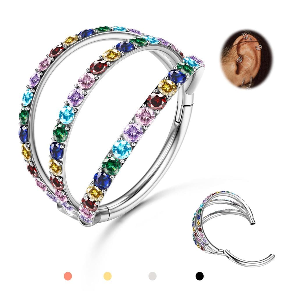 Anel nasal BodyBonita Triple Hoop 316L em aço inoxidável 16G