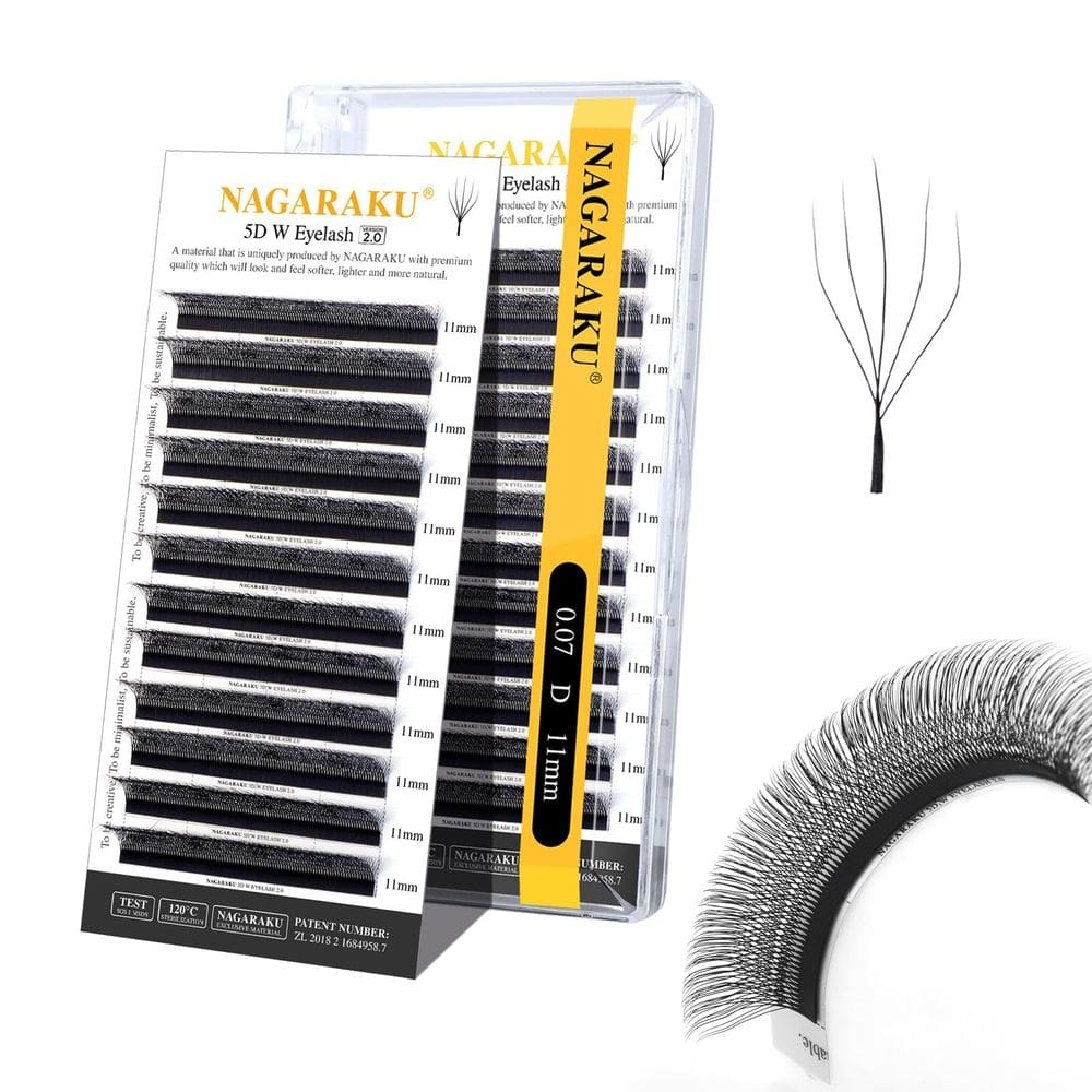 Extensão de cílios NAGARAKU 5D W Shape Versão 2.0 0,07 mm D 11 mm