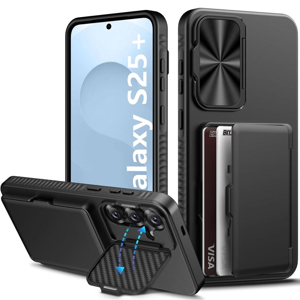 Capa de telefone BXYJY Wallet com suporte de cartão para Samsung S25+ preta