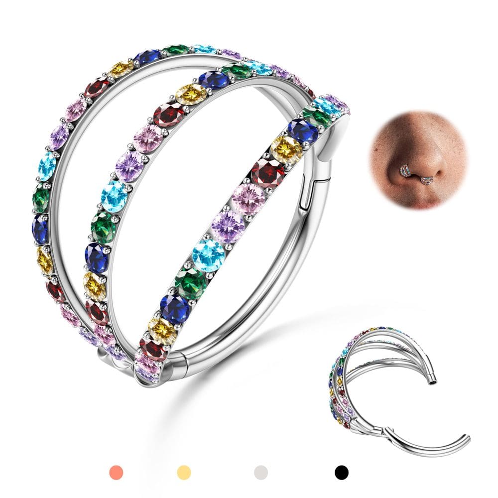 Anel nasal BodyBonita Triple Hoop 316L em aço inoxidável prateado