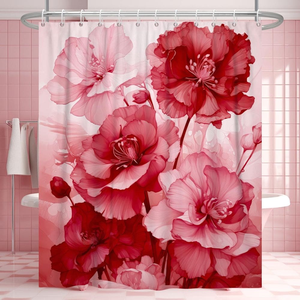 Cortina de chuveiro Uiiooazy Red Rose Floral Impermeável 180x180cm