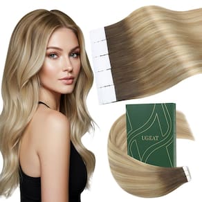 Fita adesiva em extensões de cabelo Ugeat Castanho escuro a castanho claro 50g