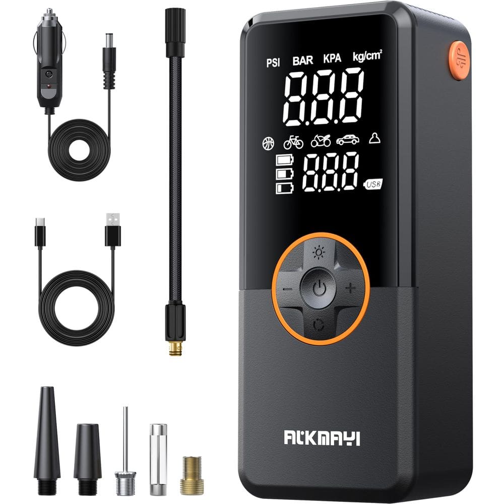 Compressor de ar portátil com inflador de pneus ATKMAYI 150PSI