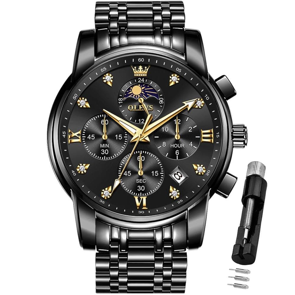 Relógio OLEVS Luxury Dress Moon Phase Analog para homens