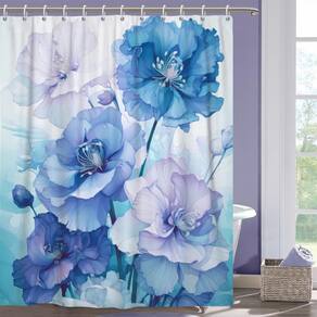 Cortina de chuveiro Uiiooazy Azul Claro Rosa Floral 183x183cm