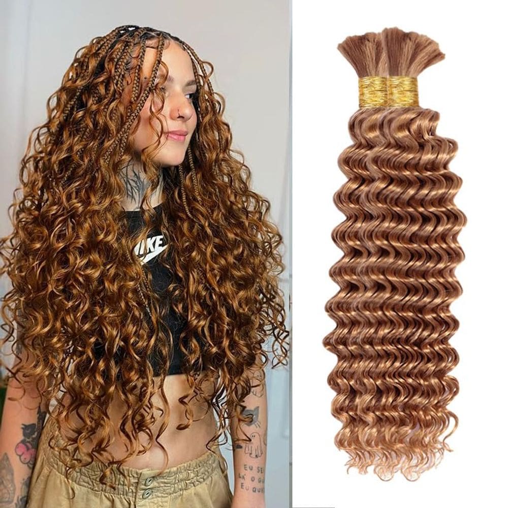 Cabelo humano trançado de cabelo Ocahsm Auburn Ginger 45cm 100g x2