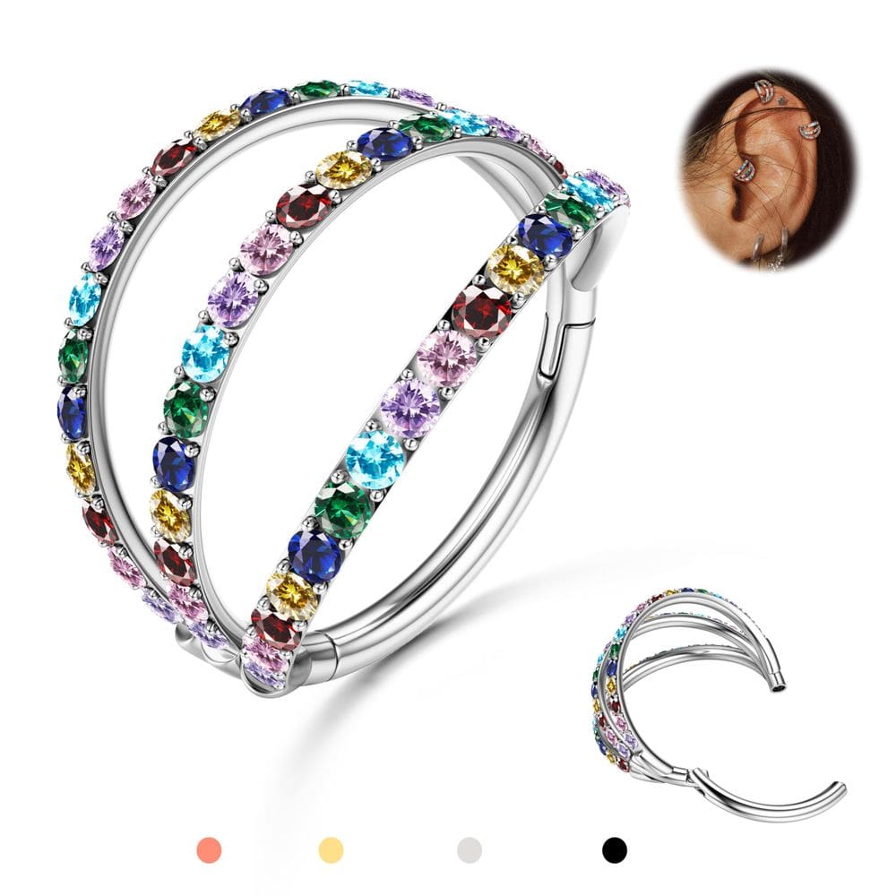 Anel nasal BodyBonita Triple Hoop 316L em aço inoxidável 16G