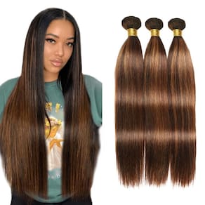Pacotes de cabelo Biottihair Straight Brown Brazilian 66-76-76cm