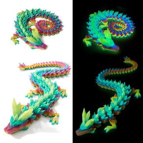 Dragon Toy RWSEFK Arco-íris luminoso de cristal impresso em 3D de 30 cm