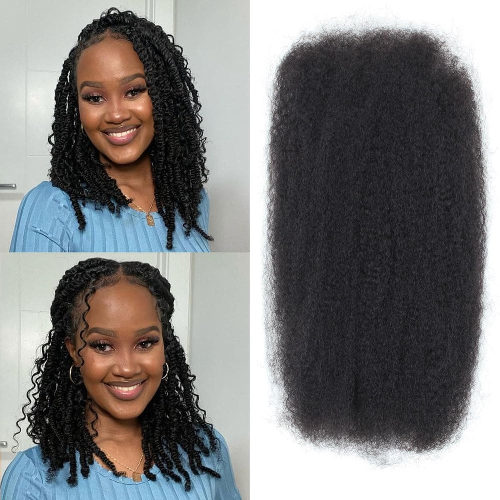 Extensões de cabelo Vecago Afro Kinkys Bulk Human Hair 16cm
