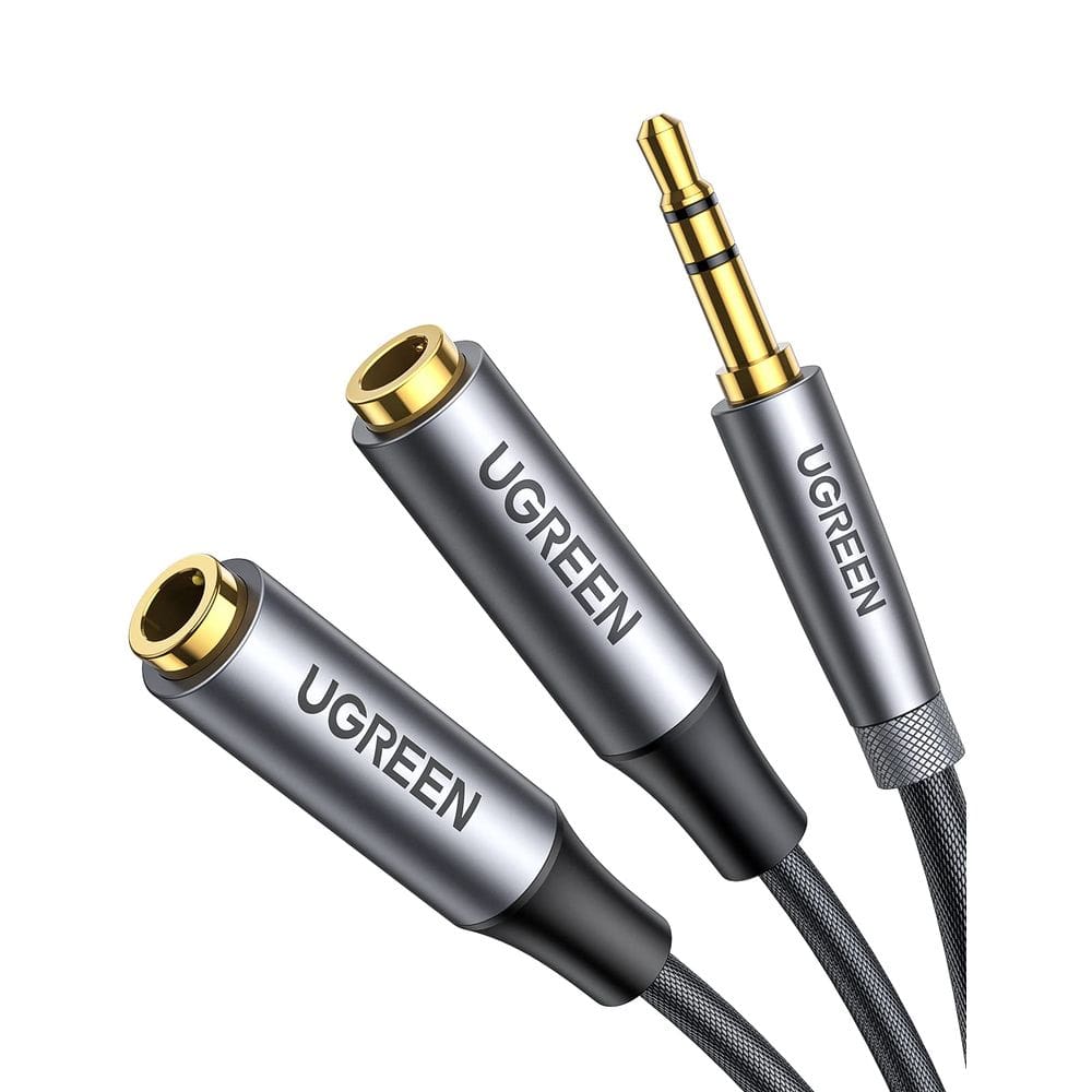 Divisor de fone de ouvido UGREEN 3,5 mm Aux 2 fêmea para 1 macho estéreo