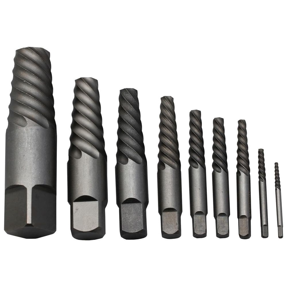 Conjunto de extrator de parafusos Drill America DEWEZS1-9 #1 -9 em aço carbono