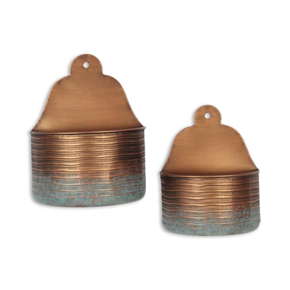 Vase Wall Planters Cheungs Kyani Copper and Rustic Teal (conjunto de 2)