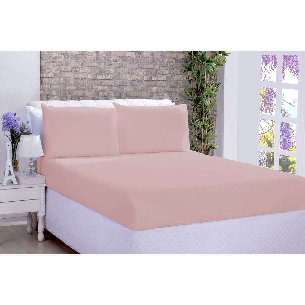 Jg Lençol Microfibra Queen 03 Pçs Rosê