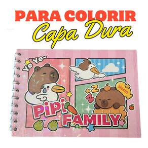 Livro De Colorir Pipi Family Rosa Capivara Capa Dura Com Ace