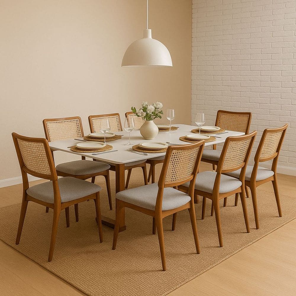 Sala de Jantar Madeira Vidro 8 Cad 2,20x1,10m Altiva Solare