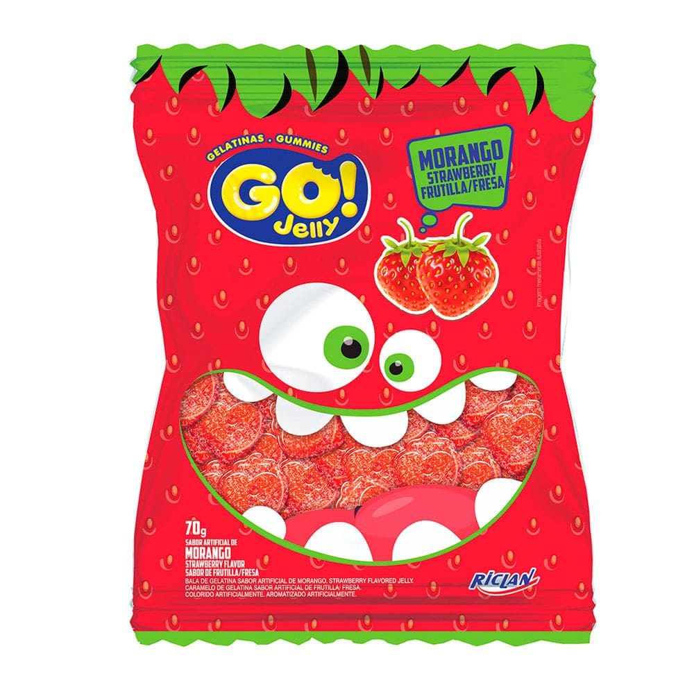Bala Gelatina Go Jelly Sabor Morango 70g