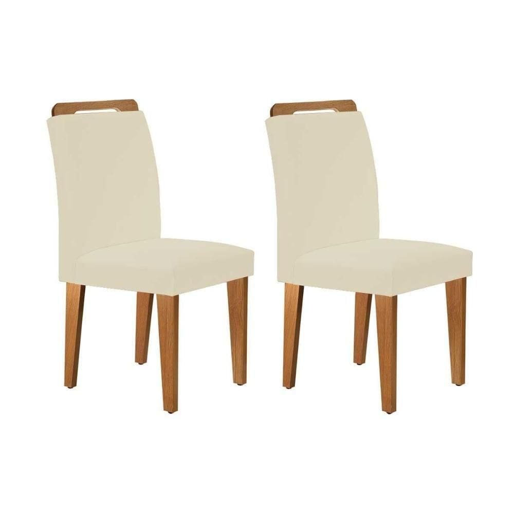 Cadeira De Cozinha Athenas Kit 2 Un Imbuia - Veludo Creme - Rufato