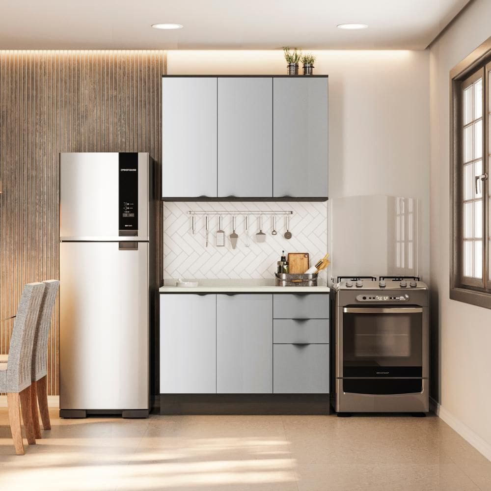 Cozinha Compacta Kappesberg Nox Onix/steel 3 Peças