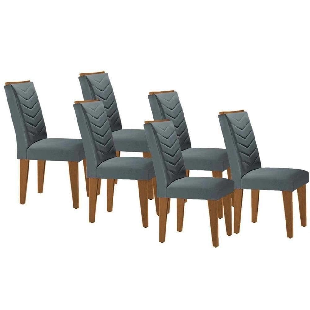 Kit 6 Cadeiras De Cozinha Londrina 6 Un Capuccino Suede Grafite Rufato