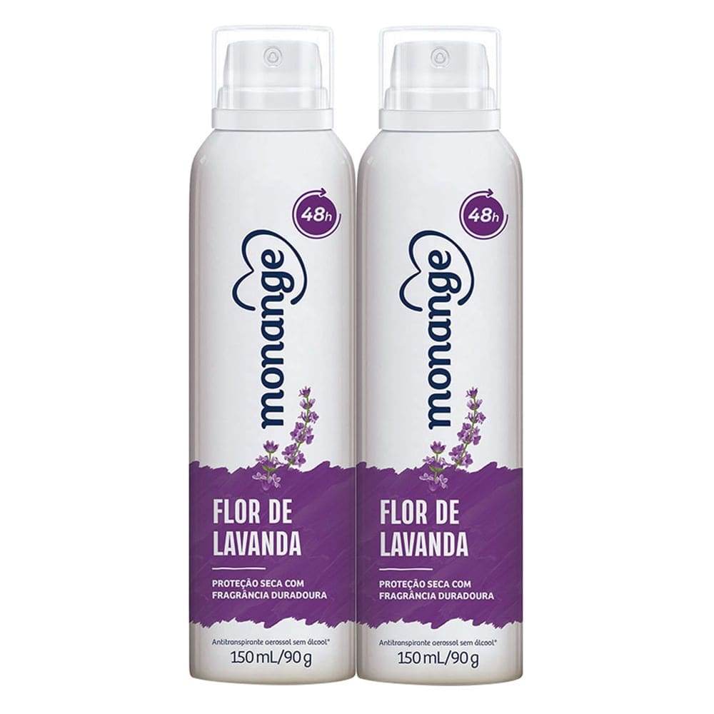 Kit 2 Desodorante Monange Flor de Lavanda Aerosol Antitranspirante 48h 150ml