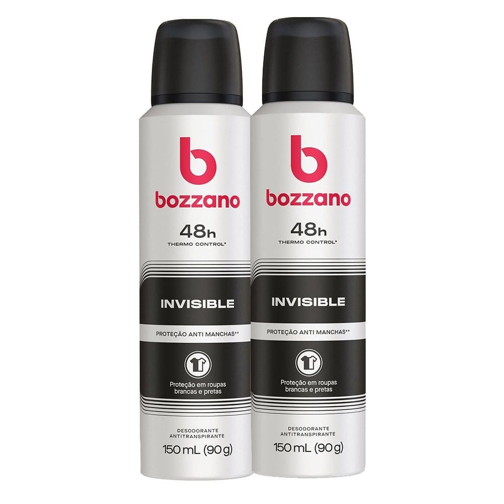 Kit 2 Desodorante Bozzano Invisible Aerosol Antitranspirante 48h com 150ml