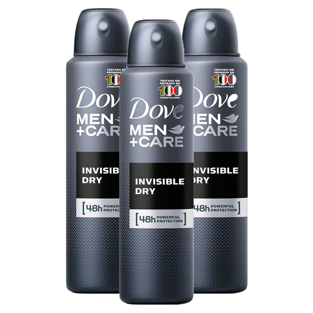 Desodorante Dove Men + Care Invisible Dry Aerosol Antitranspirante 89g  Kit com três unidades