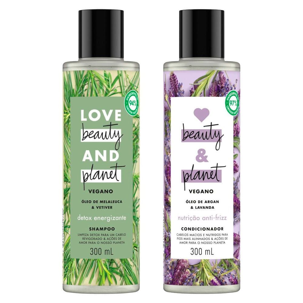 Kit Shampoo Love Beauty And Planet Energizing Detox e Condicionador Love Beauty And Planet Smooth And Serene 300ml cada