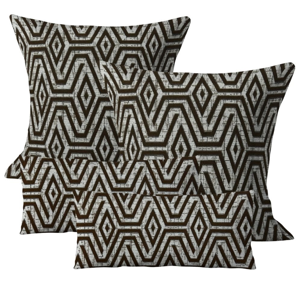 Kit 2 Capa de Almofada 45x45 + 2 Capa 30x50 Jacquard Marrom