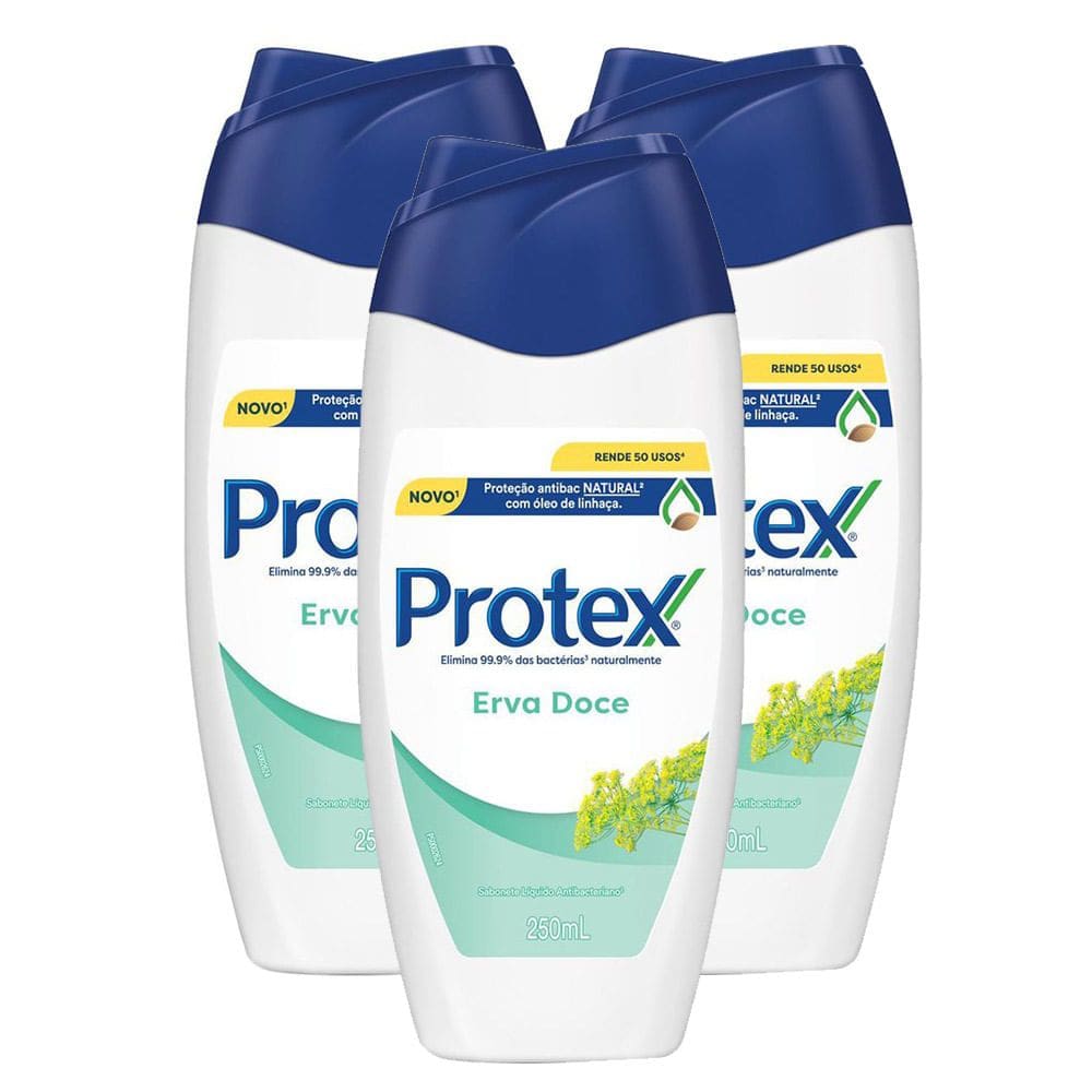 Sabonete Líquido Protex Erva-Doce com 250ml  Kit com três unidades
