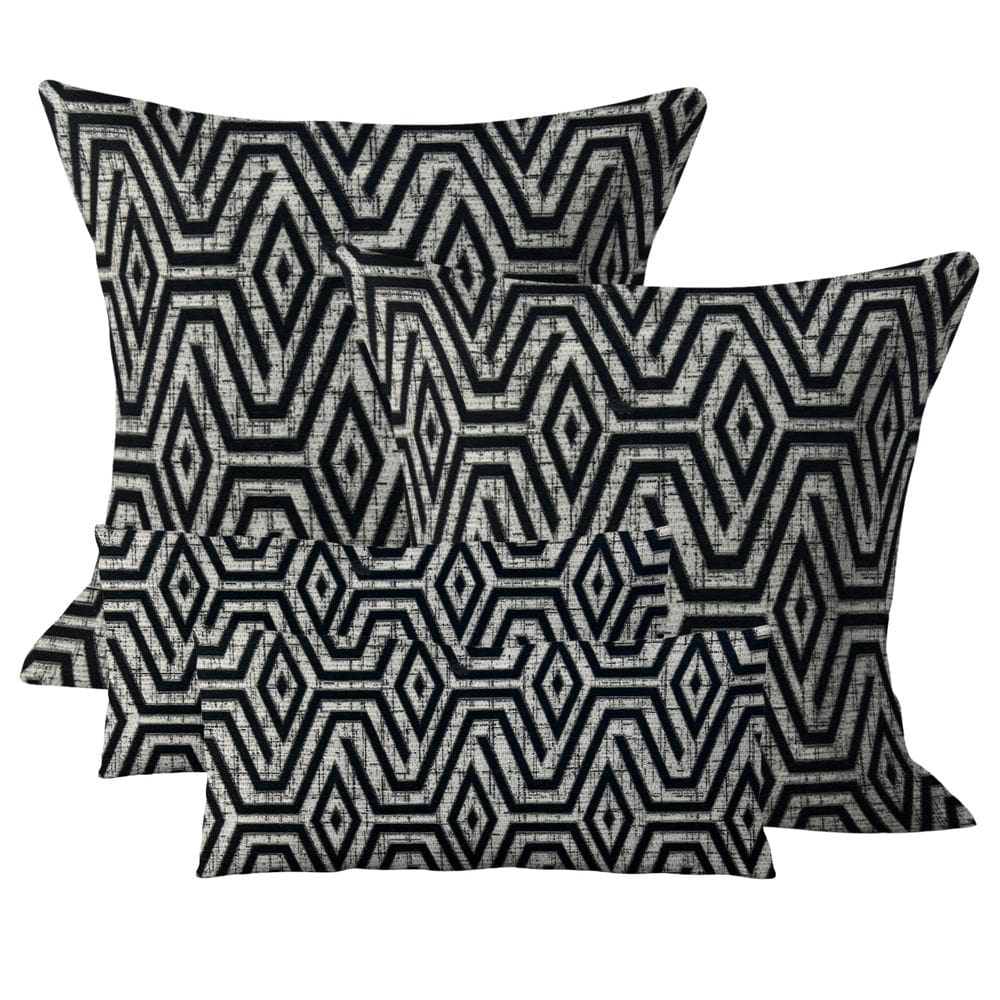 Kit 2 Capa de Almofada 45x45 + 2 Capa 30x50 Jacquard Preto