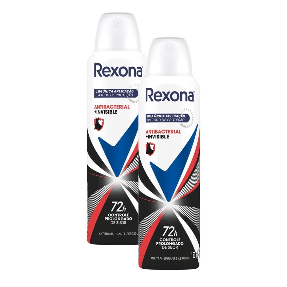 Desodorante Antitranspirante Rexona Antibacterial + Invisible Aerosol 150ml  Kit com duas unidades