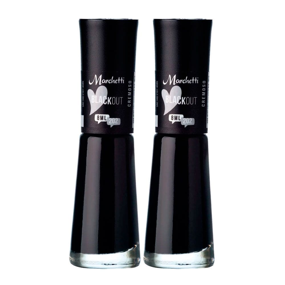 Kit 2 Esmalte Marchetti Cremoso Cor Blackout com 8ml