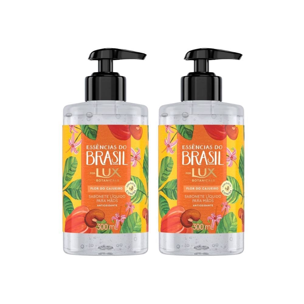 Kit 2 Sabonete Líquido para Mãos Lux Essências do Brasil Flor Cajueiro 300ml