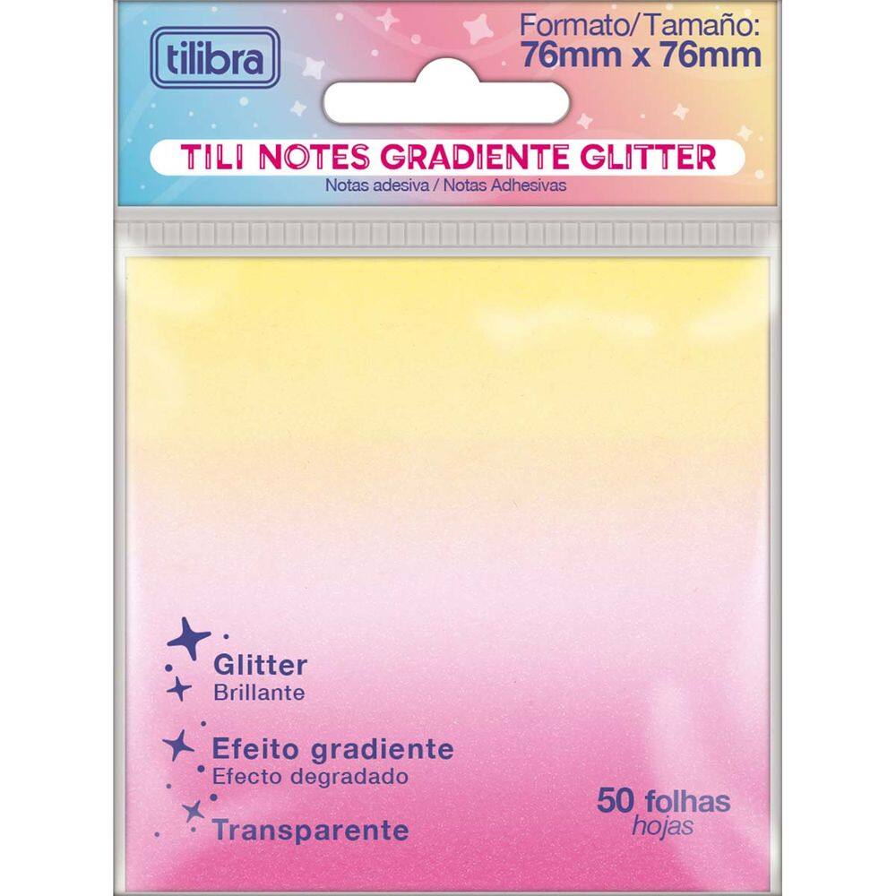 Bloco Adesivo Tili Notes 76x76 50F Tilibra - Glitter Degradê