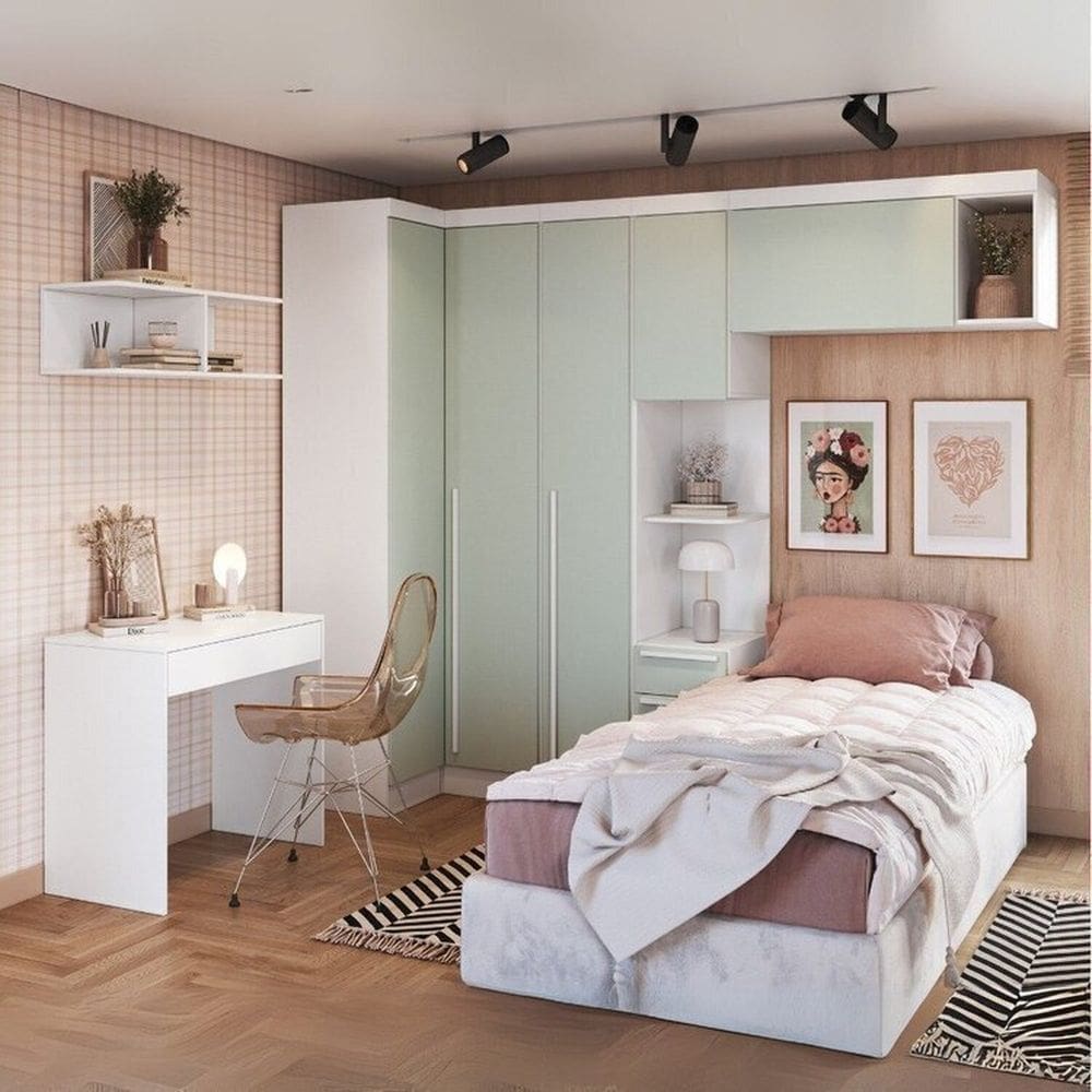 Guarda-Roupa Modulado 6 Peças Infinity Branco Line/Pistache